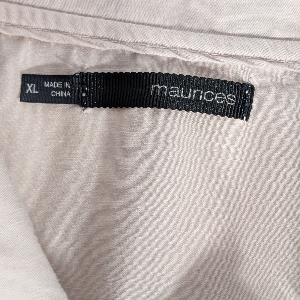 Maurices Light Pink Utility Jacket 100% Cotton Button Up Raw Ruffles Size XL - Picture 5 of 12